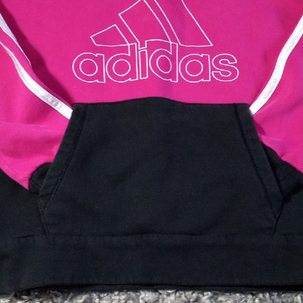 Kids Adidas Classic Pink and Black Hoodie Size 7 Girl - Picture 4 of 7